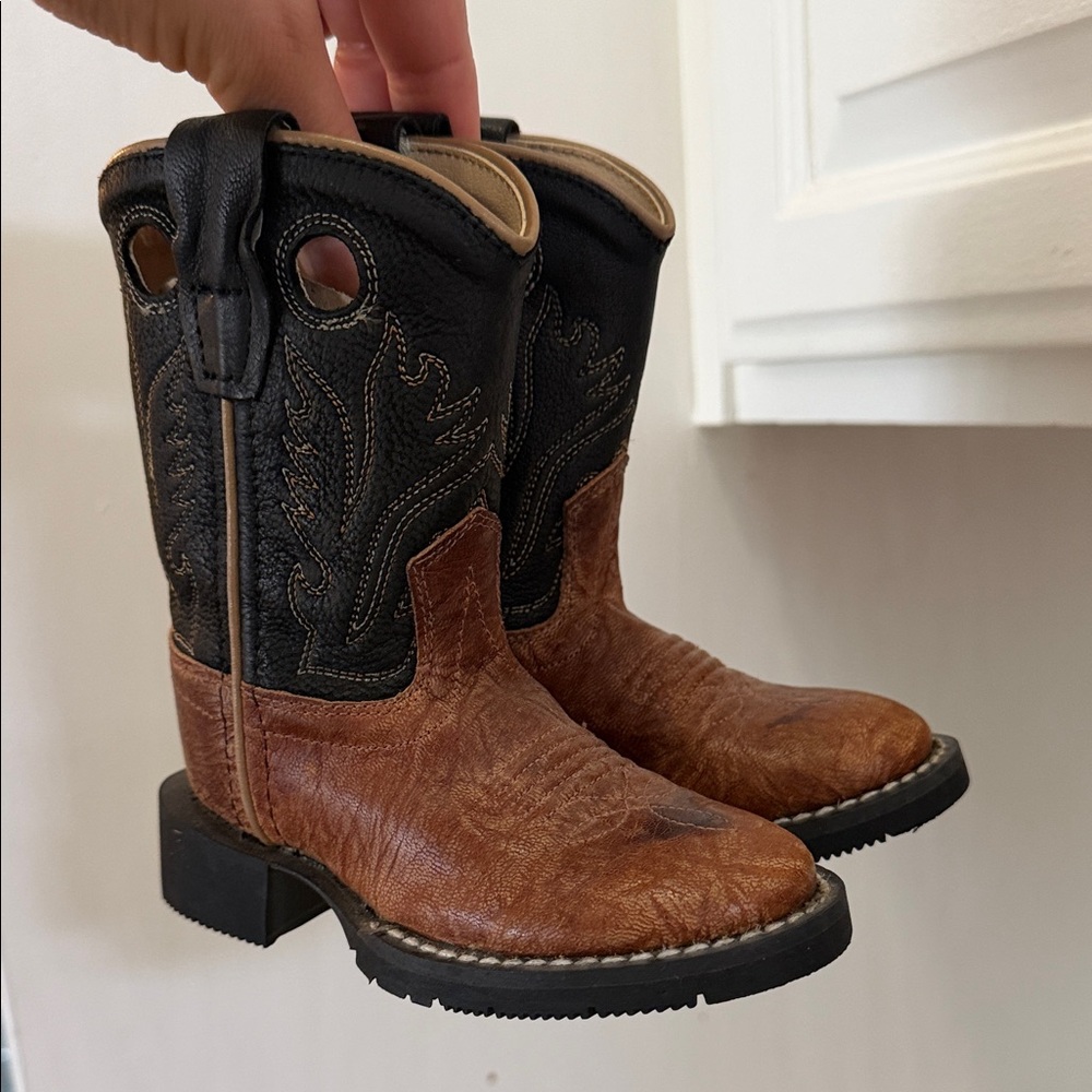 Old West Black and Brown Kids Boots